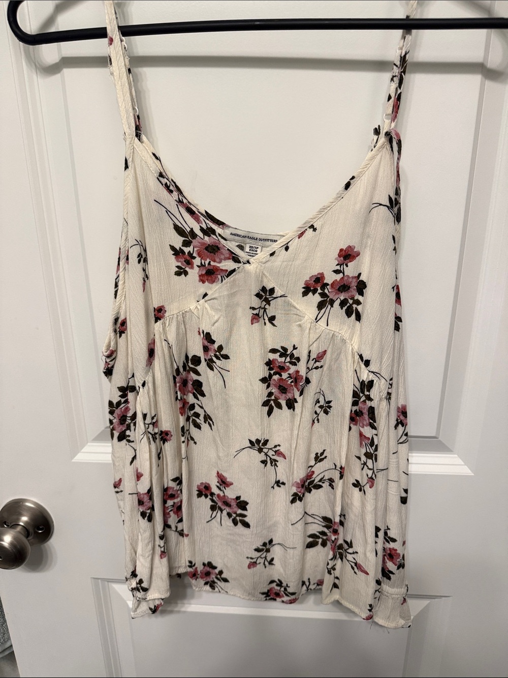 American Eagle Outfitters Ivory Floral Spaghetti Strap Cami